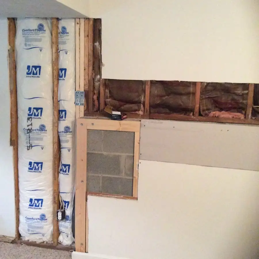 Wall insulation replacement during Basement Flood Cleanup in Lakemoor
